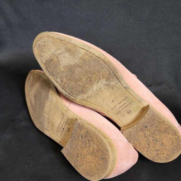 KURT GEIGER LONDON Men Hugh Eagle Head Pink Suede Loafers Quilted Size 43 US 10 - Picture 8 of 9